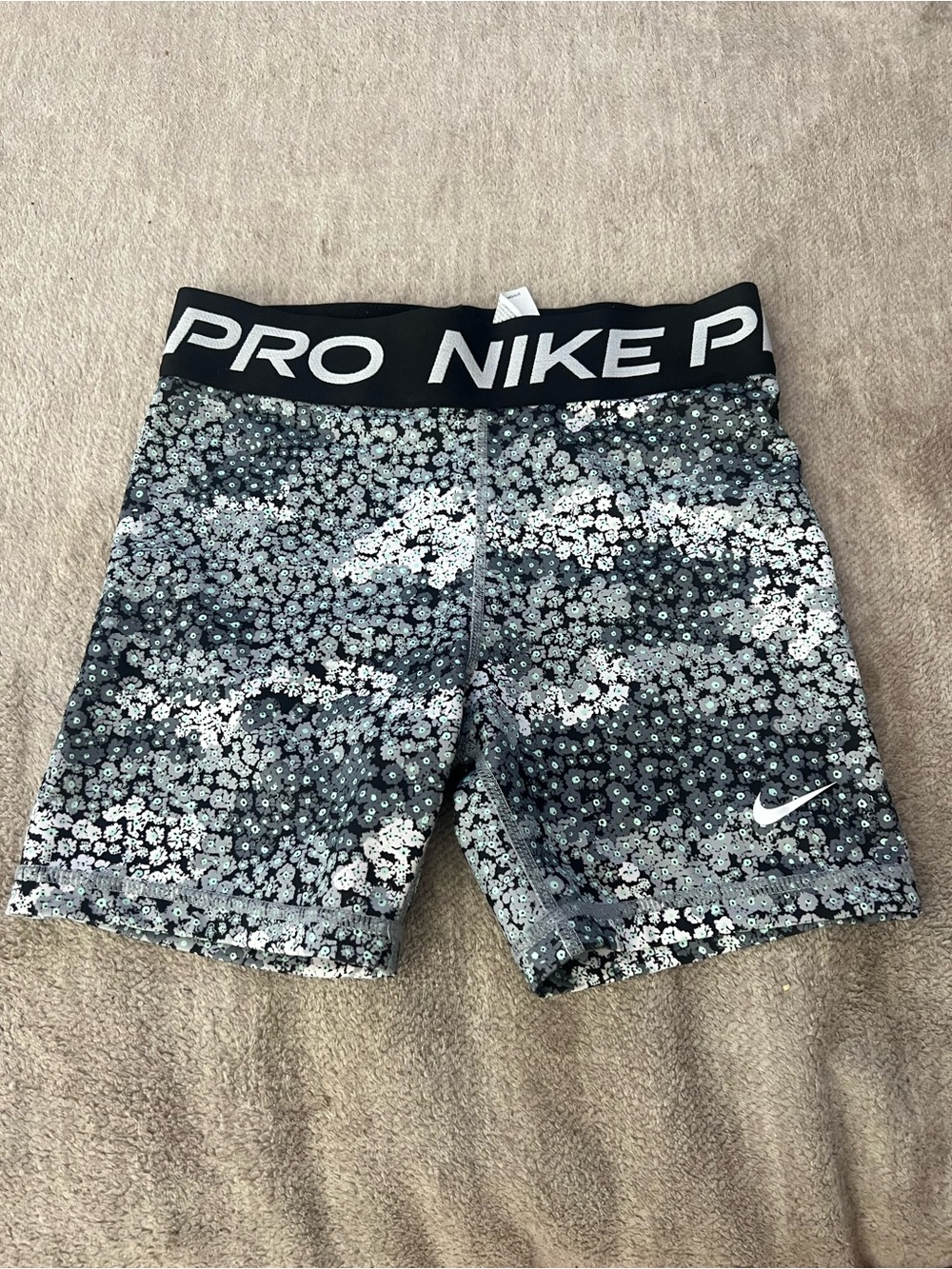 Nike Black & Gray Floral Camo Pro Bike Shorts
